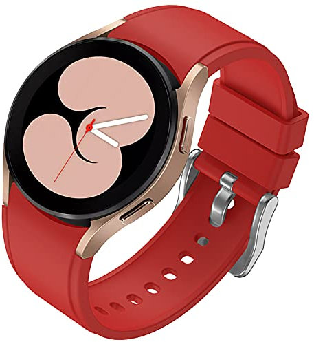 FunBand Kompatibel Mit Samsung Galaxy Watch 5 / 5 Pro / 4 / 4 Classic, 20mm Weiches Silikon Ersatzband Verstellbar für Watch 42mm / 3, Rot