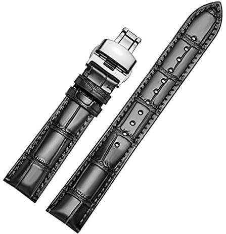 MUENShop Verlängertes Echtleder Armband XXL Schnellverschluss 18mm-22mm mit Faltschließe Schmetterlingsschnalle