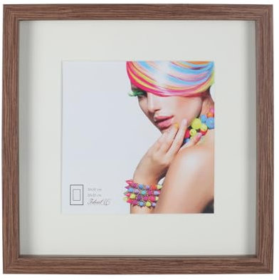 IDEAL TREND 3D Objektrahmen Holz Bilderrahmen quadratisch Wanddeko Collage Poster Fot Rahmen: Farbe: Braun | Format: 40x40