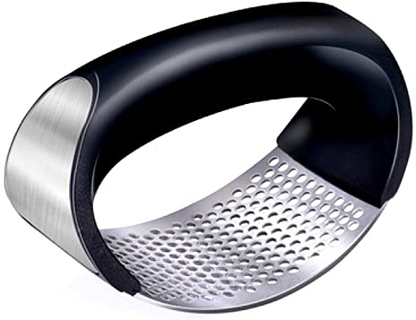•Garlic Press Rocker Garlic Crusher Stainless Steel Kitchen Ginger Crusher Rocking Garlic Mincer Press Ergonomic Handle Easy to Use and Clean Kitchen Gadget Tool