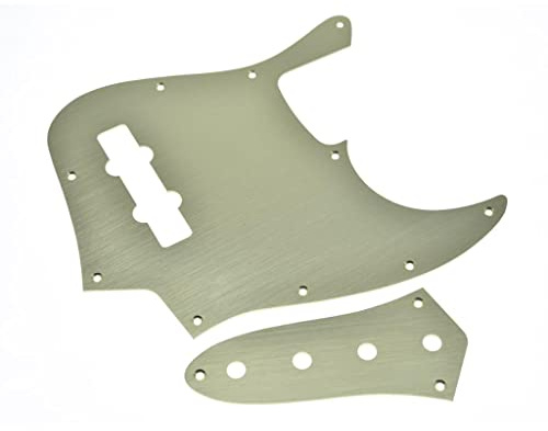 Dopro Jazz J Bass-Schlagbrett aus eloxiertem Aluminium, 10-Loch, 4-Saiten, JB-Steuerplatte und Schrauben für amerikanische/mexikanische FD Jazz Bass, Gold