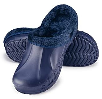 ESTRO Zapatillas Casa Hombre Invierno - Zapatillas Cross Mujer Zuecos Hombre Invierno Zuecos con Forro Mujer A12 (44, Azul Oscuro)