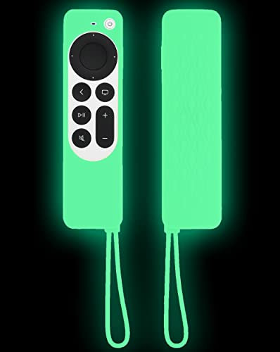 TOKERSE Glow Case for Apple TV 4K HD Siri Remote 2022 2021 - Silicone Remote Control Cover Case Glow in The Dark with Lanyard for Apple TV 4K / HD Siri Remote Controller 2nd and 3rd Gen - Glow Green