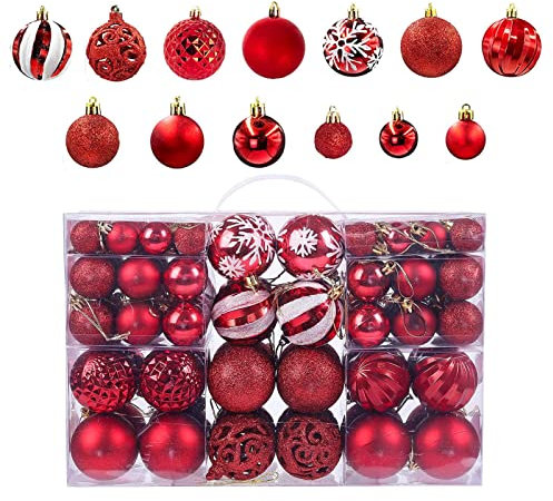 Weihnachtskugeln 100er Set Weihnachtsdeko matt glänzend Glitzer christbaumkugeln rot Ø 3 4 6 cm außen innen