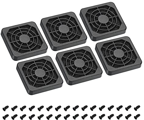 PATIKIL 40mm Cooling Fan Filter with Screw, 6 Pack ABS Ventilator Grill Protector Guard for Fan Protective Cover DIY, Black