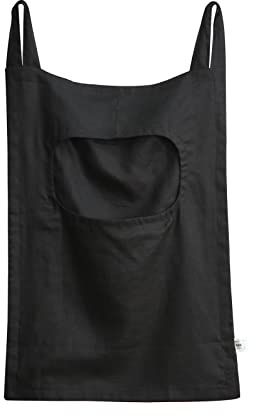 Amazhiyu Hänge Wäschesack Wäschekorb Tür Hängend Tasche zum Hängen, 100% Leinen, Platzsparend für Badezimmer, Schlafzimmer, Kinderzimmer, 70x50cm, Schwarz
