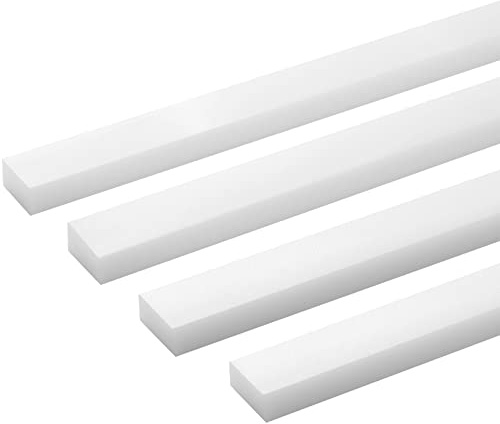 Roowest 4 Pcs UHMW Precision Milled Bar for Jigs Crosscut Sled for Table Saw Sled Fixtures or Miter Slots (Size 3/4 x 3/8) Miter Bar Slider Table Saw Gauge Rod for Router Bandsaws(3/4 x 3/8 x 17'')