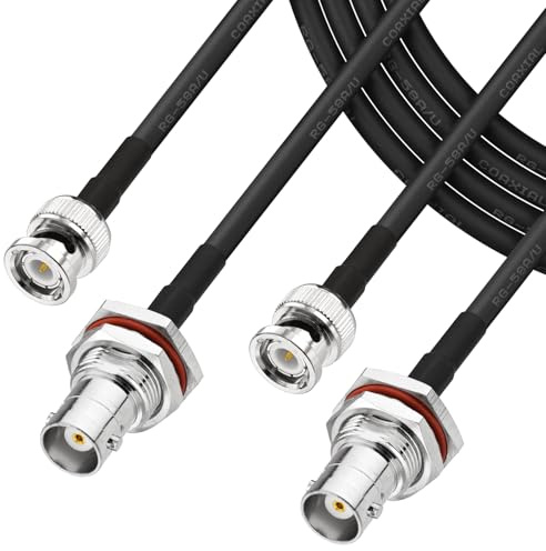 Superbat BNC Extension Cable 50 ohm RG58 2PCS 3FT BNC Male to Female Bulkhead Jumper Coax Cable for UHF/VHF Ham Radio/Wireless Microphone Antenna/CCTV/Amateur Radio etc.