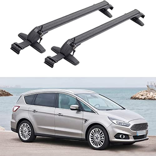HOWENG Barres Toit Voiture Rail Cross Aluminium,pour Ford S-Max 2006-2014 Rails Support Barre Transversale Automatique Porte-Bagages sur Toit Support Vélo Transport Supérieur