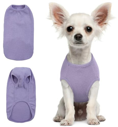 Hjumarayan hundtröja små hundar – hundskjorta tunn hundtröja solskydd t-shirt elastisk hundtröja, randig tröja, tröja för Chihuahua Yorkshire terrier (lila XXS)