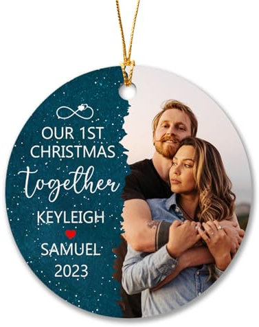 Christbaumschmuck Keramik Weihnachtsanhänger Anhänger Weihnachtsbaumschmuck Hängende Ornamente Weihnachtsdeko Foto Hinzufügen: Unser Erstes Gemeinsames Foto, Personalisiertes Paarfoto 2023, 1.