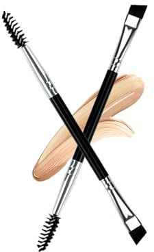 Ksvsonrvi Lot de 2 brosses à sourcils, brosse à sourcils professionnelle à double extrémité biseautée et pinceau bobine, noir
