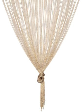 Door String Curtain Tassel Curtain, Luxury Tassel String Door Curtain Beads Decorative 200 x 100 cm Fly Screen Room Divider Window Tassel Curtain Panel for Bedroom Hotel Living Room (Champagne)