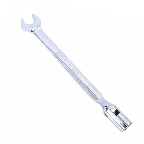 Vokenforu Llave de vaso de 15 mm, llave combinada de carraca, llave de extremo abierto de acero al cromo vanadio endurecido métrico