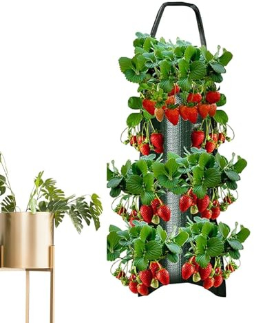 Erdbeere Pflanzsack - Anbaubeutel Zum Aufhängen | Blumen-Anbaubeutel | Vertikale Pflanzgefäße | Vertikales Indoor-Tomatenanbausystem | Pflanztaschen Für Gemüse Im Freien Für Pflanzen Kräuter Blumen