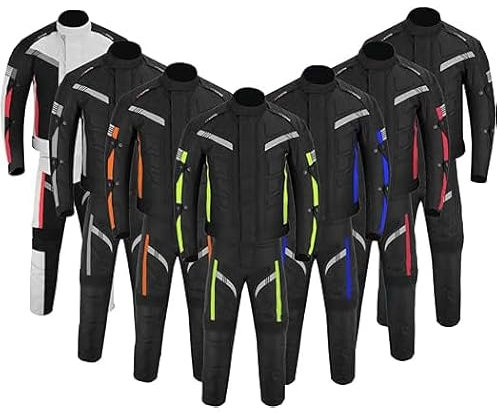 Traje de Moto de 2 Piezas, Chaqueta y Pantalones de Moto Impermeables, Chaqueta de Carreras Reflectante para Hombre, con Protector de Motociclismo CE Tank Rainwear (EN-17092) (Verde, L)