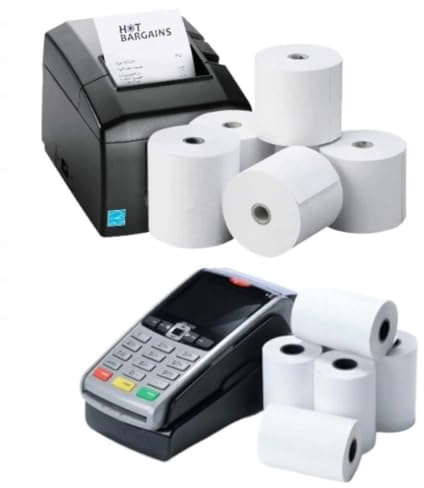 Hot Bargains 20 X 80x80mm + 20 X 57x40mm Premium Thermal Paper Till Rolls for Cash Register & Card Machine