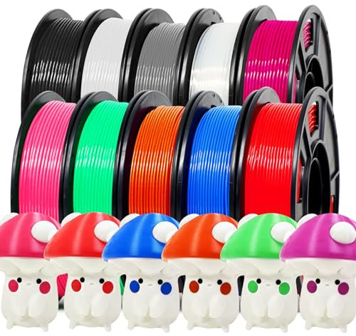 RepRapper PLA+ Filament-Kit 1,75 mm, 10 x 250 g – Hohe Festigkeit, 10 Farben (Schwarz/Weiß/Klar) | ±0,03 mm Genauigkeit | Geeignet für mehrere FDM- und verschiedene Drucker