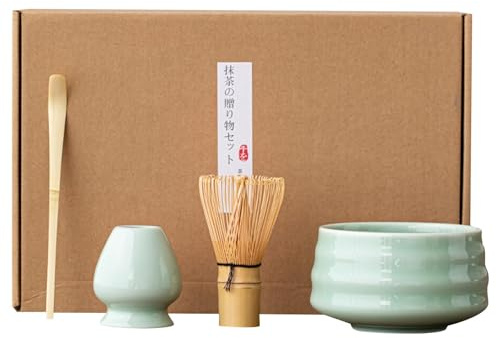 Ensemble fouet à thé vert matcha, fouet à thé vert matcha de qualité supérieure en bambou naturel, fouet japonais matcha, kit de démarrage de poudre de matcha pour la cérémonie du thé matcha