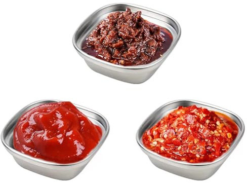 4 ciotole per salsa in acciaio , ciotole quadrate, ciotole per spezie