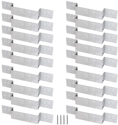 MAKTSAM 20 PCS 4 Inch Fence Post Brackets, Silver Fence Panels Clips,Fence Plate Fix Clips for Fence Post Support Fixing