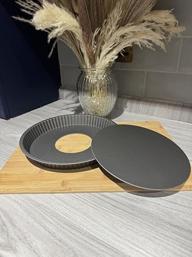 24cm Non-Stick Quiche Tin, Pie Tin, Pie Dish, Round Baking Dish, Fluted Tart Tin with Removable Base, Pie Pan, Quiche Dish, Carbon Steel,
