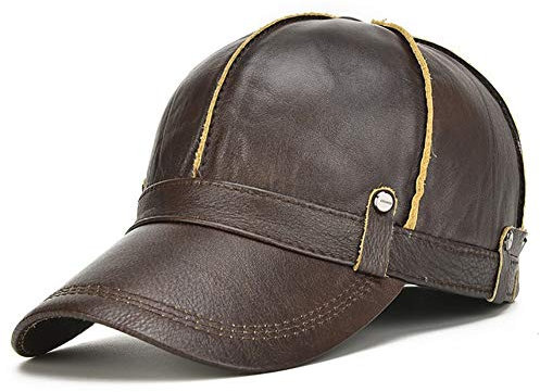 Wintermützen, Ledermütze für ältere Menschen mit Ohrenklappen, Kuppelmütze für den Außenbereich, hält warm(Brown-A)