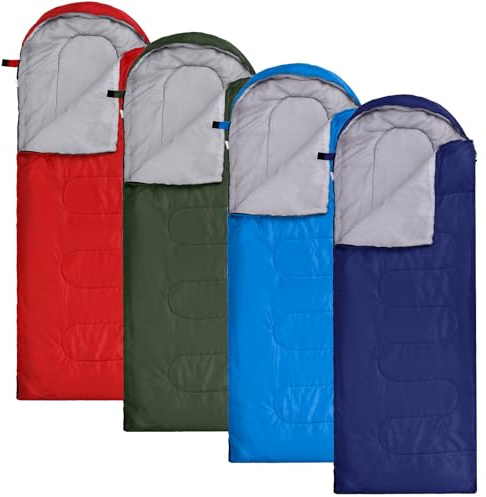 Macarrie 4 Pcs Bulk Sleeping Bags for Adults 0 Degree Waterproof Backpack Bags with Compression Sack for Backpacking, Camping, Hiking, Emergency Shelters(Multicolor)
