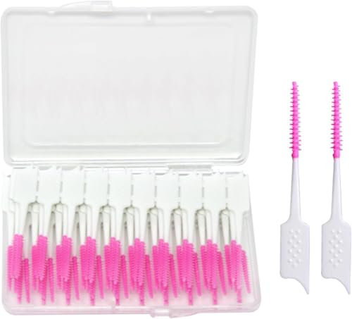 120 pezzi di scovolini interdentali, stuzzicadenti in silicone rosa per filo interdentale, stuzzicadenti portatili, stuzzicadenti, bastoncini di filo interdentale per apparecchi ortodontici