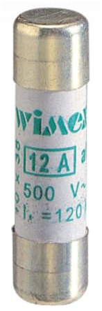 Fusible cylindrique 10 x 38 10,3 x 38 mm, 500 V 10 A, industriel et civil, emploi aM, protection courants de démarrage, moteurs, transformateurs, en céramique, stéatite, Pouvoir de coupure 120KA