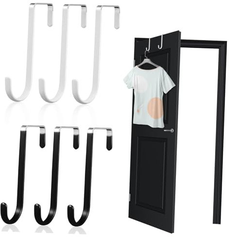 OSOLADY 6stücke Edelstahl over Door Hooks Mit Gummiummantelung Türhaken Für Wäsche Kränze Und Mehr Weiße Und Schwarze Haken Für Einsatz Haustür