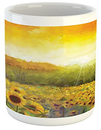 Fantasievoll Glühweintasse Orange Gelb Mit Griff Kindertasse 330ML für Jubiläumsgeschenk,Buchlesen,Tea-Lover Geschenk,Muttertag