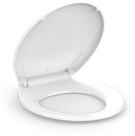 Round Toilet Seat, Soft-Slow Close, 17 Inch Round Toilet Seat For Round Toilets, Quiet-Close Lid And Seat, Easy To Install And Clean, Never Loosen, White