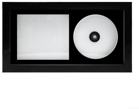 Cornice in legno massello per CD, album musicale, cornice nera in legno massello con supporto bianco, cornice per la visualizzazione e l'ascolto - Disco da esposizione o CD autografato - Decorazione