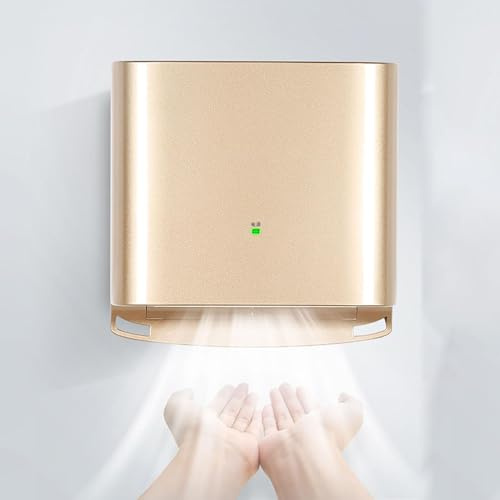 Generico Asciugamani Elettrico Commerciale, Asciugatura Rapida in 10 Secondi, Aria Calda E Fredda Regolabile, Induzione Ad Alta velocità 80 M/s, Silenzioso 70 Db (Gold)
