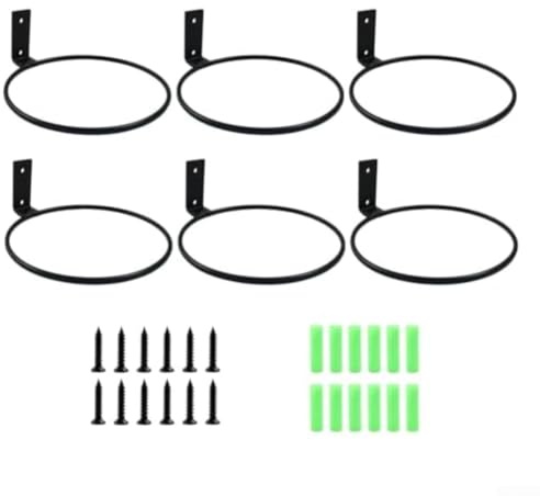 Lot de 6 anneaux de suspension murale pour pot de fleurs, 12,7 cm de diamètre, supports résistants à la rouille avec vis pour pot de fleurs sécurisé intérieur et extérieur