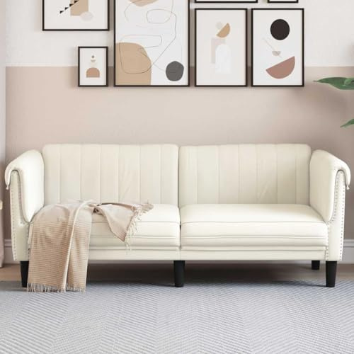 Willood Sofa 2-Sitzer Creme Samt,Polstersofa mit Stützbeinen, Loungesofa Designsofa für Wohnzimmer, Couch Wohnzimmersofa