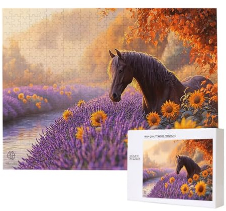 Puzzle 1000 Teile Erwachsene Lavendelpferd, Impossible Klassische Jigsaw Puzzles 75 x 50cm, Geschicklichkeitsspiel für die ganze Familie, Puzzle farbenfrohes Legespiel Home Dekoration Geschenk k-927