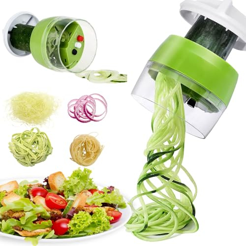 Handheld Spiralizer Vegetable Slicer, 4 in 1 Veggie Spiral Cutter Pasta Spaghetti Maker