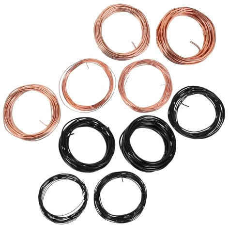 HANABASS Alambre de Entrenamiento para Bonsáis de Aluminio Flexible, 10 Piezas Surtidas (1.0/1.5/2.0/2.5/3.0 Mm), 5 M por Rollo, Colores Marrón Claro y Negro, Adecuado para Jardinería