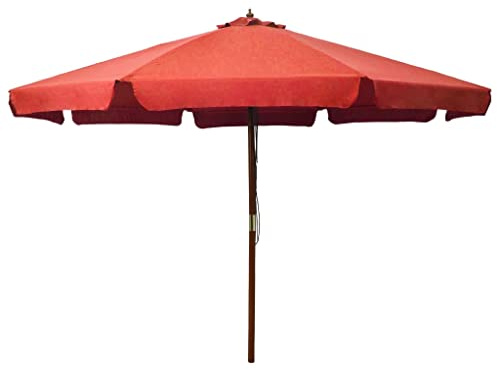 Mokuyary Parasol d'extérieur avec mât en Bois 330 cm Terre Cuite, Parasol de Extérieur pour Terrasse, Piscine, Plage, Restaurants, Balcon