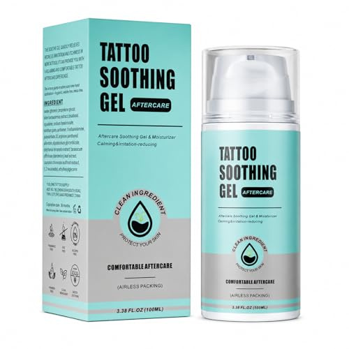 TONBAO Tattoo Aftercare Soothing Gel 100ml – Kühlendes Tattoopflege Gel für Frische Tattoos, Schnell Einziehend & Nicht Fettend, Tattoo Aftercare mit Aloe Vera, Panthenol & Bisabolol