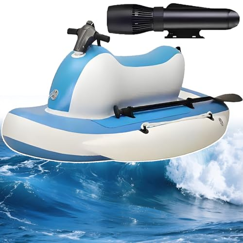Elektrisches Surfbrett für Erwachsene, aufblasbares Jet-Ski- und Boots-Set mit 500-W-Kajakmotor, 120 Minuten Laufzeit, 3-9 km/h Geschwindigkeit, 220 kg Last, 1800-2700 U/min, Schwimmausrüstung für