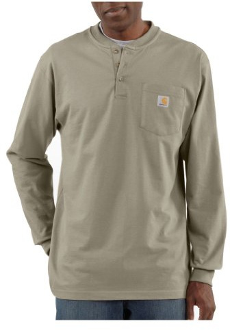 Carhartt Men's Dearborn Loose LS Henley T-Shirt, Desert, Medium
