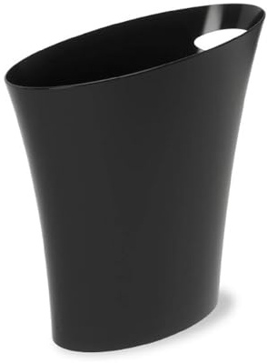 Umbra Skinny Waste Bin – Sleek, Stylish and Small Bathroom Trash Bin Wastebasket for Narrow Spaces at Home or Office, 7.5L Capacity, Black