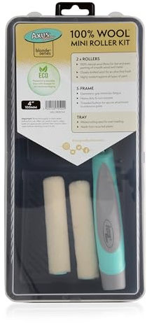 Axus Decor 100% Wool 5PC Roller Kit (Blonde Series) Paint Rollers Sleeves (2 Pcs), with Paint Tray & Frame, Mini Roller Sleeves for Smooth Painting, Metal Surface, for Professional & DIY - 4/100mm