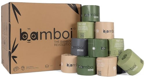 Bamboi Toilettenpapier Bambus WC-Papier 3-lagig 48 Maxi Rollen | superweich, 380 Blatt pro Rolle, entsprechen etwa 125 normalen Rollen, 100% FSC®-zertifiziert