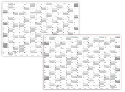 XL Wandkalender DIN A1 2027 und 2028 – Wandkalender Jahreskalender groß – extra große Tageskästchen – gerollte Lieferung grau2