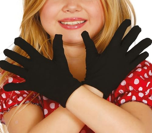 FIESTAS GUIRCA Black Children's Gloves (One Size) - Costume Accessories for Boys and Girls - Ideal for Halloween, Carnival, Theme Parties and Celebrations - Black