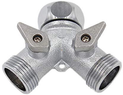 SpiceFlow Y-Verteileranschlussstück 2-Wege-Verteiler mit Absperrhähnen Chrom/Messing Für 3/4 Zoll Außengewinde 3/4 Zoll Innengewinde
